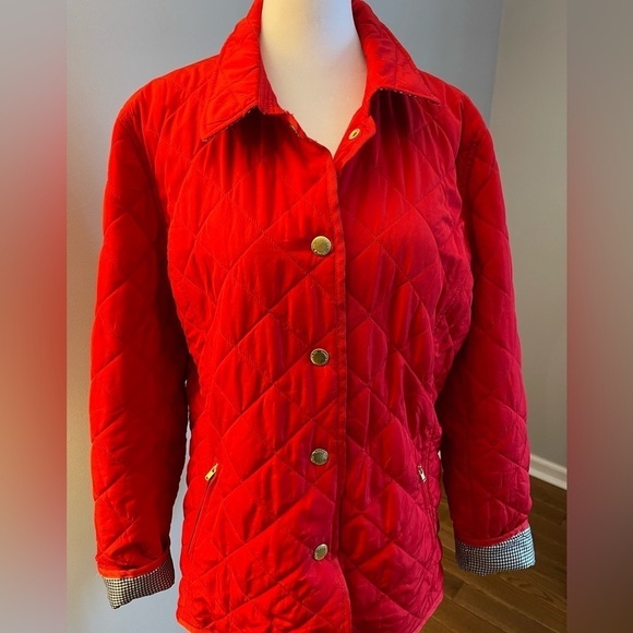 Crown and Ivy PXL Red Quilted lightweight jacket trimmed in black and White - Picture 1 of 11